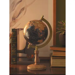 Pure Home and Living Black Decorative Globe With Stand Wooden Medium Showpiece-picture-36