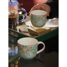 Pure Home and Living Blue & White Floral Printed Bone China Glossy Mugs Set of Cups and Mugs-picture-35