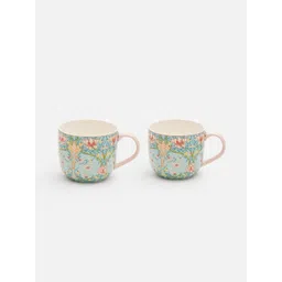Pure Home and Living Blue & White Floral Printed Bone China Glossy Mugs Set of Cups and Mugs image 5
