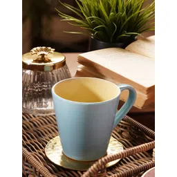 Pure Home and Living Blue & Yellow Solid Stoneware Matte Mugs Set of Cups and Mugs-picture-36