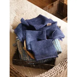 Pure Home and Living Blue Cotton Sheared Face Towels - Set of 8-picture-19