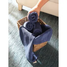 Pure Home and Living Blue Cotton Sheared Hand Towels - Set of 4-picture-17