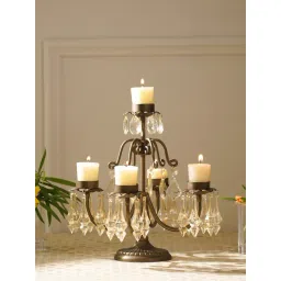 Pure Home and Living Bronze 5 Arm Candelabra with Hanging Crystals-picture-36