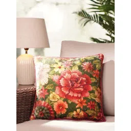 Pure Home and Living Brown Velvet Floral & Geometric Printed Square Cushion Cover-picture-32