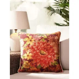 Pure Home and Living Brown Velvet Floral & Stripe Printed Cushion Cover-picture-34