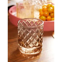 Pure Home and Living Dark Amber Diamond Textured Whiskey Glasses - Set of 2-picture-18