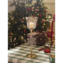 Pure Home and Living Gold Aluminium Embellished Snowflake with Hurricanes-picture-22