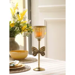 Pure Home and Living Gold & Glass Butterfly Inspired Candle Holder - Large-picture-14