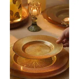 Pure Home and Living Gold Glass Radial Textured Dessert Plates - Set of 2-picture-18