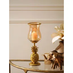 Pure Home and Living Gold Pineapple Hurricane Candle Holder-picture-16