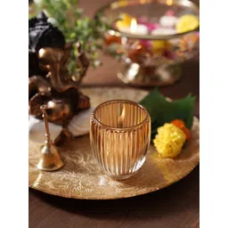 Pure Home and Living Gold-Toned 2 Pieces Textured Glass Candle Holder-picture-16