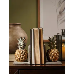 Pure Home and Living Gold-Toned & Green Pineapple Bookends Showpiece-picture-10