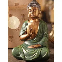 Pure Home and Living Gold-Toned & Green Sitting Buddha Idol Showpiece-picture-31