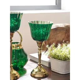Pure Home and Living Green & Gold Glass Hurricane Candle Holder-picture-25