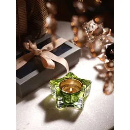 Pure Home and Living Green & Gold-Toned 2 Pieces Textured Glass Candle Holder-picture-17