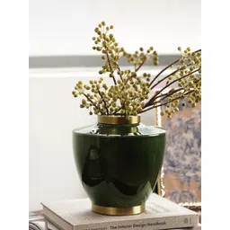 Pure Home and Living Green & Gold Toned Bottleneck Ceramic Flower Vases-picture-21