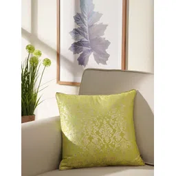 Pure Home and Living Green & Gold-Toned Ethnic Motifs Zari Work Square Cushion Covers-picture-34