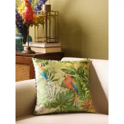 Pure Home and Living Green & Yellow Viscose Printed Square Cushion Cover-picture-24