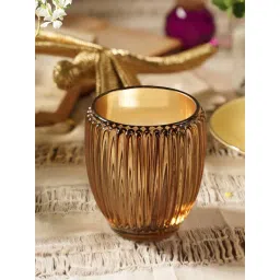 Pure Home and Living Light Amber Ribbed Texture Tealight Holder-picture-12