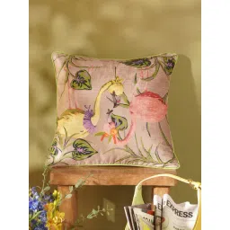 Pure Home and Living Light Pink Velvet Ostrich Print Square Cushion Cover-picture-30