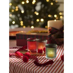 Pure Home and Living Multicolor Glass Textured Glass Tealight Holders - Set of 3-picture-34