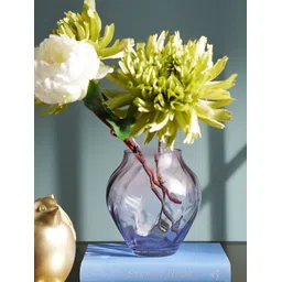 Pure Home and Living Pink & Purple Ombre Swirl Textured Glass Flower Vase-picture-26