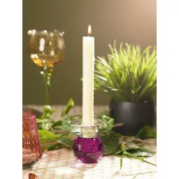 Pure Home and Living Purple & Green Cut Glass Crystal Candle Holder-picture-36