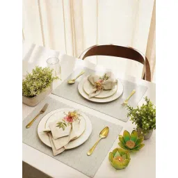 Pure Home and Living Purple & Off White Cotton Geometric Placemats - Set of 2-picture-43