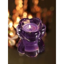 Pure Home and Living Purple Glass Flower Shaped Tealight Holders - Set of 4-picture-28