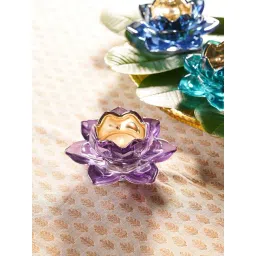 Pure Home and Living Purple Glass Lotus Shaped Tealight Holders - Set of 2-picture-30
