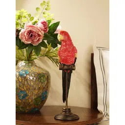 Pure Home and Living Red & Gold-Toned Exotic Parrot with Stand Figurine Showpiece-picture-42