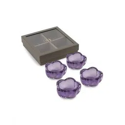 pure home and living Set of 4 Glass Floral Tealight Holders-picture-33