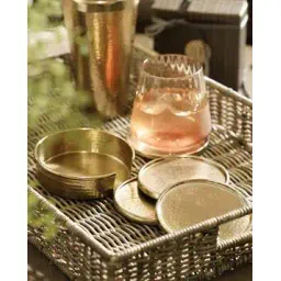 pure home and living Set of 4 Hammered Metal Coasters with Stand-picture-31