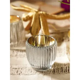 Pure Home and Living Silver Ribbed Texture Tealight Holder-picture-36