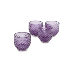 Pure Home and Living Solid Purple Glass Set of 4 Tealight Holders-picture-34