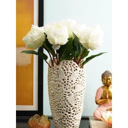 Pure Home and Living White & Green Peony Artificial Flower-picture-33