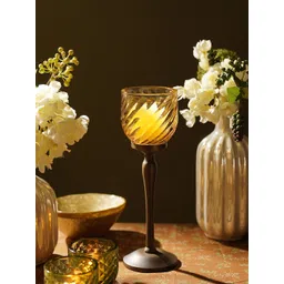 Pure Home and Living Yellow Swirl Textured Candle Holder-picture-49