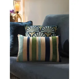 Pure Home + Living Blue and Green Bold Striped Cushion Cover (12X18 Inches)-picture-13