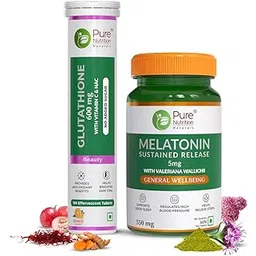 Pure Nutrition Combo - Glutathione 600Mg With Vitamin C & Melatonin Supplement For Enhanced Sleep, Immune Support, And Antioxidant Protection | 15 Effervescent Tablets + 60 Tablets-picture-13