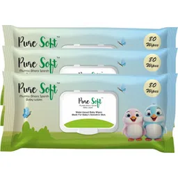 pure soft Cleansing Baby Wipes with Aloe Vera & Vitamin E - 80 Counts/Pack image 1