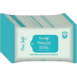 Pure Soft Minty Cool Refreshing Wet Wipes 25N Each - Pack of 10 | Wet Wipes for Face with Aloe Vera Extract & Peppermint Oil | Makeup Remover Wipes | Hydrating, Refreshing, Soothing | Paraben & Alcohol Free-picture-46