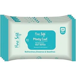 Pure Soft Minty Cool Refreshing Wet Wipes 25N Each - Pack of 4 | Wet Wipes for Face with Aloe Vera Extract & Peppermint Oil | Makeup Remover Wipes | Hydrating, Refreshing, Soothing | Paraben & Alcohol Free-picture-12