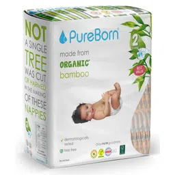 PureBorn Organic Disposable Baby Diapers I Super Soft I Maximum Leakage Protection I Made with Organic Bamboo I Double (Pack Of 64 Pcs), Size 2 (3-6 Kg)-picture-20