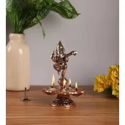 purestory Dancing Lord Ganesh Copper Aluminium Diya Stand-picture-34