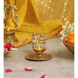 purestory Goddess Laxmi Ganesh Gold Aluminium Diya-picture-10