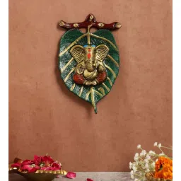 purestory Lord Ganesha Green & Gold Aluminium Wall Hanging-picture-24