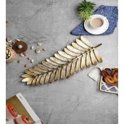 purestory Palm Leaf Gold Aluminium Appetizer Platter-picture-34