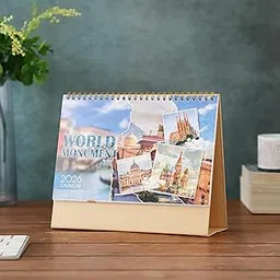 Purestory World Monuments | Desk Calendar 2026 With Quotes | Standing Table | Home and Office Desk Calendar | Monthly Grid View | Desks Calendars 2026 Planner and Organizer-picture-18