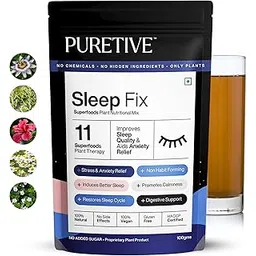 puretive Sleep Fix Superfoods Mix | Natural Melatonin | Plant Based for Men & Women| For Deep Sleep, Stress Relief with Tagar, Ashwagandha Root, Reishi Mushroom | 100% PURE, Vegan | 100gms-picture-11
