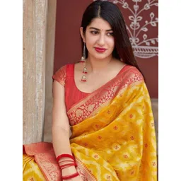 Puretouch Woven Design Zari Banarasi Saree With Unstitched Blouse Piece-picture-15